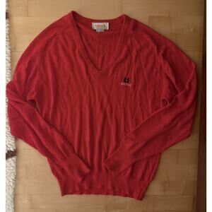 VTG Sahara Red V Neck Knit Sweater Sea Trail Seahorse L